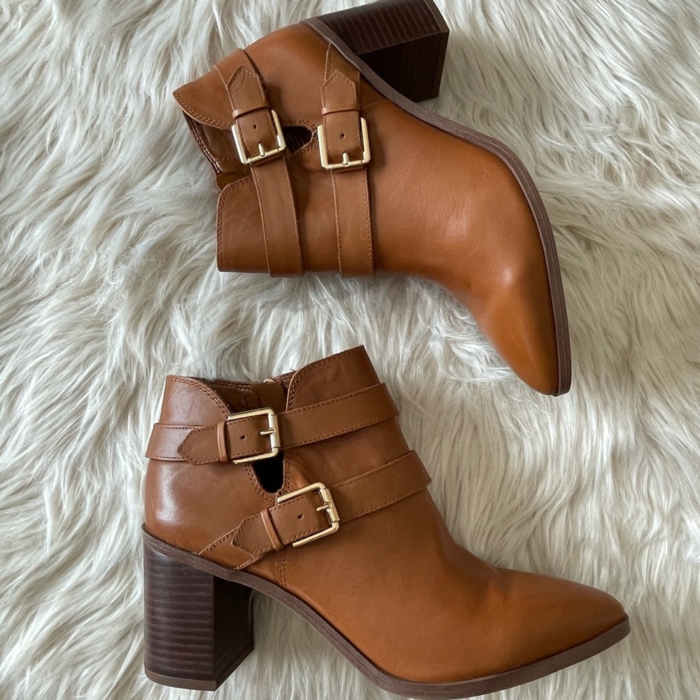 New Franco Sarto Buck Cognac Leather Bootie